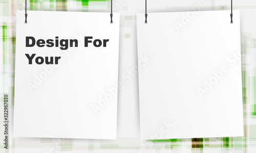 Design paper white ooster mockup empty. on white background. photo