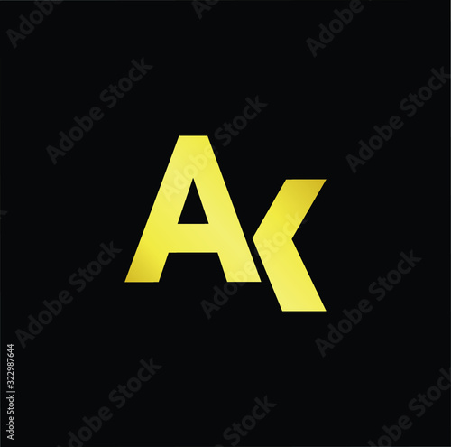 Free Download Outstanding professional elegant trendy awesome artistic black and gold color AK KA initial based Alphabet icon logo. - GFXLoad