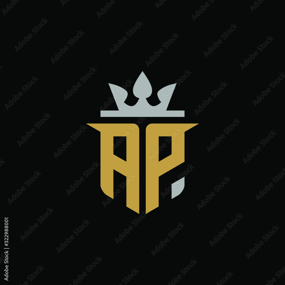 Initial Letter AP with Shield King Logo Design Initial Letter AP with Shield King Logo Design