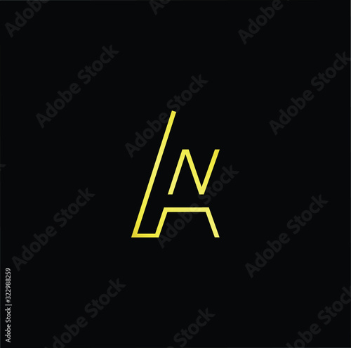 Outstanding professional elegant trendy awesome artistic black and gold color AN NA initial based Alphabet icon logo.