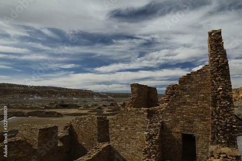 Pueblo Bonito in Chaco Culture National Historical Park in New Mexico, USA. This settlement was inhabited by Ancestral Puebloans, or the Anasazi in prehistoric America. photo