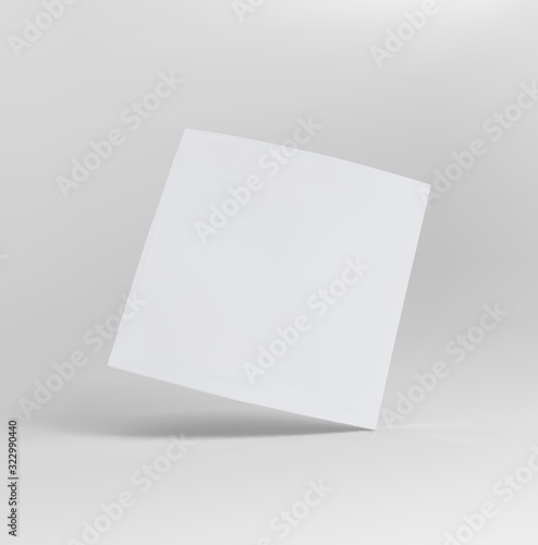 Blank paper sheet falling down.