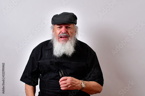 Картината върху платно Kranky old man holding a flashlight