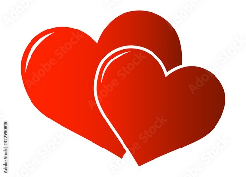 two red hearts icon or symbol for love or romantic relationship vector illustration