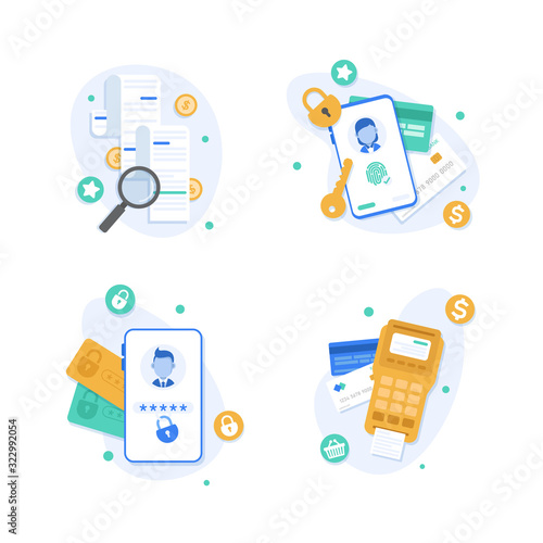 mobile phone and internet banking. online payment security transaction via credit card. protection shopping