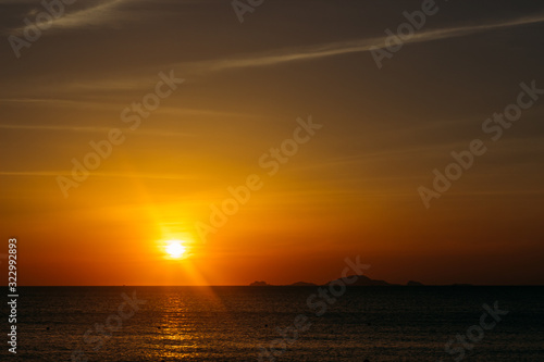 Colorful dawn  sunset on a calm sea  sunrise. Beautiful sea background. A charming start to the day.