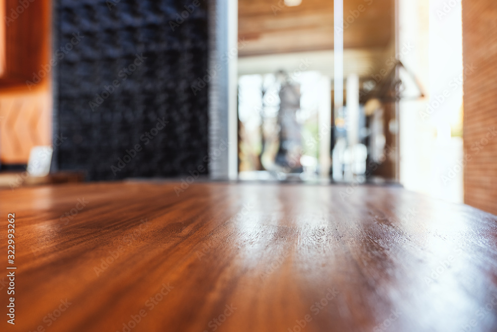 Fototapeta premium Wooden table in the building