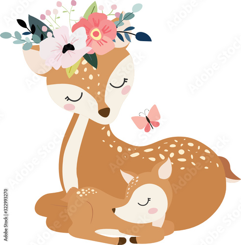 Reindeer mom and baby
