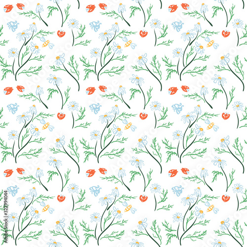 Wallpaper Mural Seamless pattern with flowers, leaves, branches. Vector colorful endless floral background. The elegant illustration for fashion prints, fabric, scrapbook Torontodigital.ca