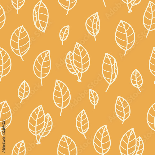 Vector seamless pattern with leaves. Yellow abstract print. Nature ornament for fabric, textile and wallpaper