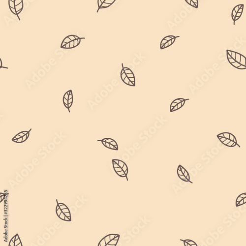 Vector seamless pattern with leaves. Abstract beige print. Nature ornament for fabric, textile and wallpaper