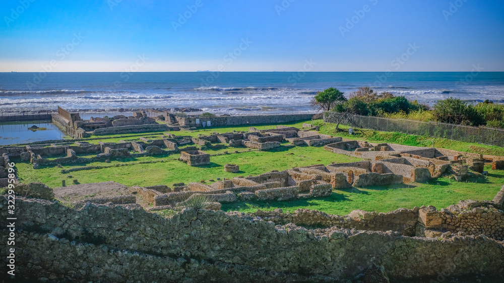 View of the ancient roman ruins of Villa of Tiberius in Sperlonga, Italy. View of the ancient roman ruins of Villa of Tiberius in Sperlonga, Italy.