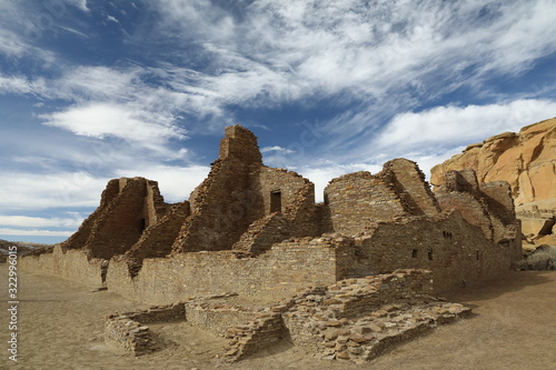 Pueblo Bonito in Chaco Culture National Historical Park in New Mexico, USA. This settlement was inhabited by Ancestral Puebloans, or the Anasazi in prehistoric America. photo