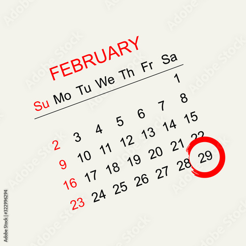 February 29 2020 calendar icon, also known as leap year day, is a date added to most years that are divisible by 4.