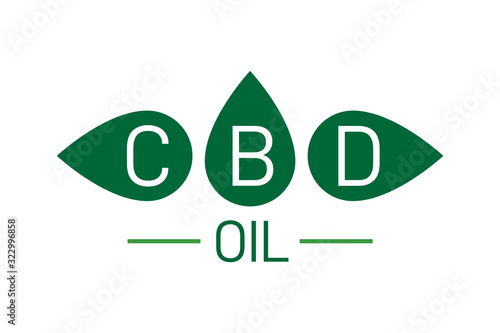 CBD product logo. Cannabidiol, hemp oil icon.