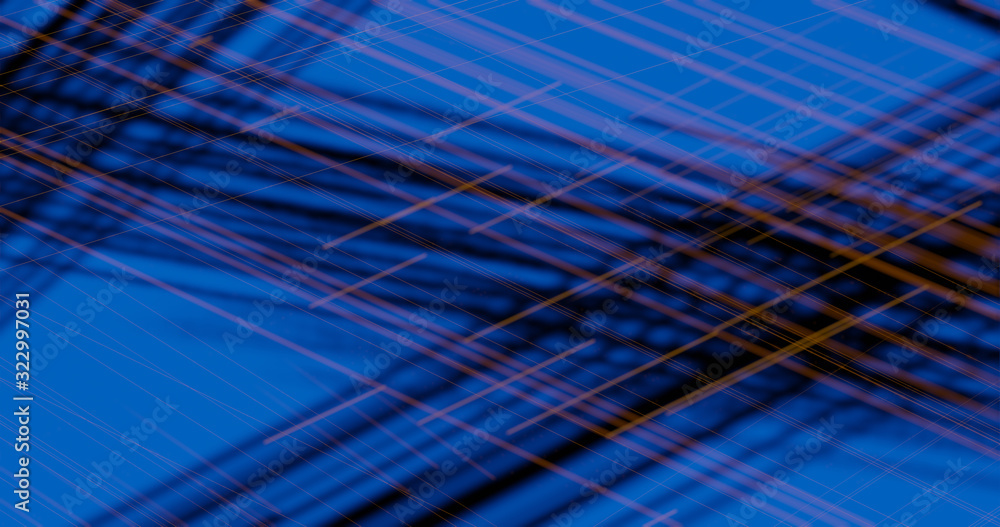 Fototapeta premium 3d rendering of an abstract background in blue with black and yellow lines