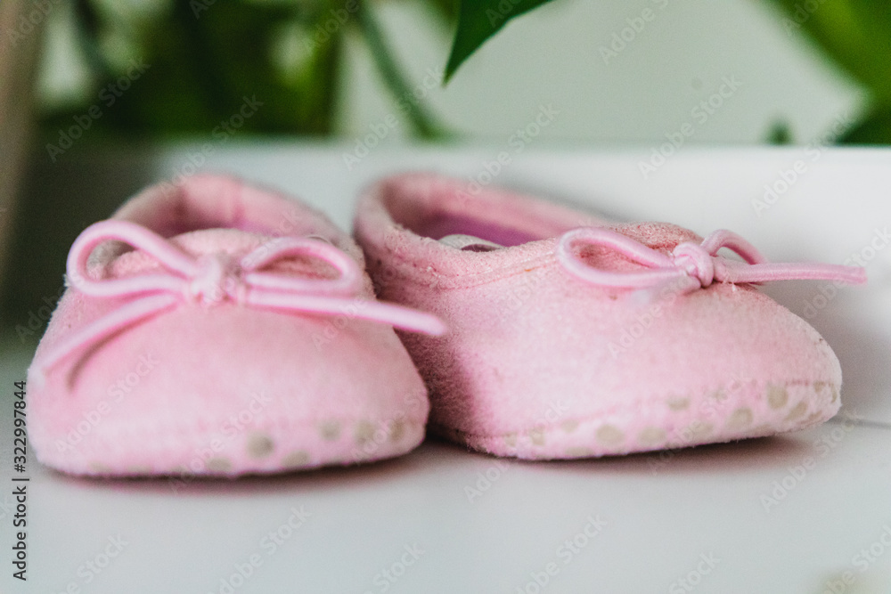 Pink babyshoes close up Pink babyshoes close up
