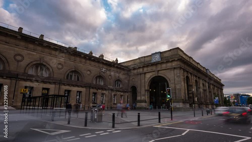 Newcastle City Centre Timelapse - Train Station Sunset 4K photo