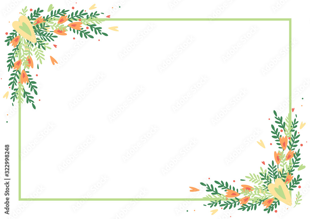 Greeting card, invitation, wedding, floral spring frame, plant ornament. March 8, International Women's Day Greeting card, invitation, wedding, floral spring frame, plant ornament. March 8, International Women's Day