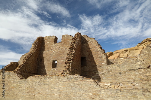 Pueblo Bonito in Chaco Culture National Historical Park in New Mexico, USA. This settlement was inhabited by Ancestral Puebloans, or the Anasazi in prehistoric America. photo