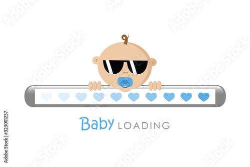 cool baby boy with sunglasses loading bar vector illustration EPS10