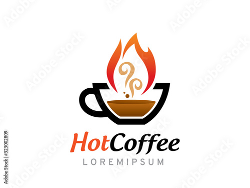 Hot coffee logo template design, icon, symbol