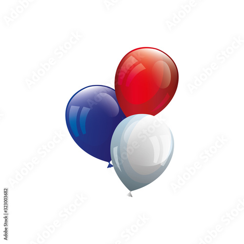 balloons helium white with red and blue vector illustration design