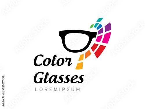 Color glasses logo template design, icon, symbol