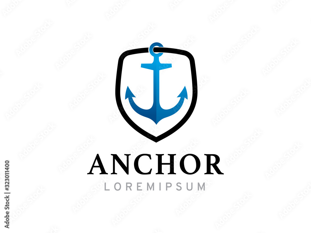Anchor and shield logo template design, icon, symbol Anchor and shield logo template design, icon, symbol