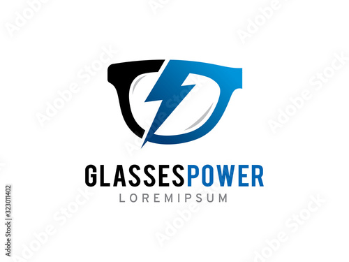 Glasses and thunder bolt logo template design, icon, symbol