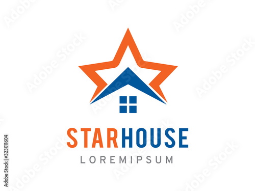 Star house logo template design, icon, symbol