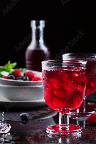 Glasses of a red berry juice