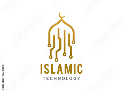 Islamic technology logo template design, icon, symbol