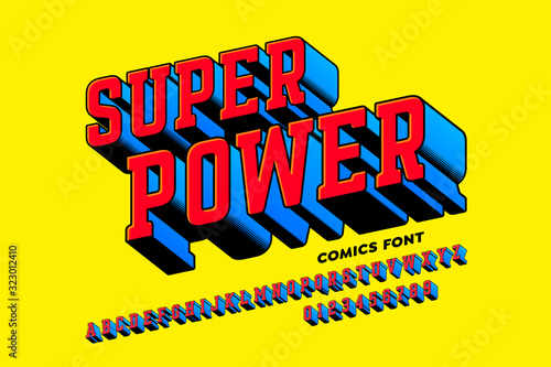 Super Power comics style font, alphabet letters and numbers