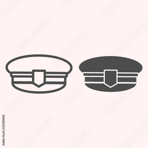 Postman cap line and glyph icon. Mail man hat, uniform clothes. Postal service vector design concept, outline style pictogram on white background, use for web and app. Eps 10.