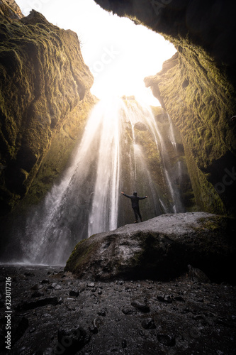 Amazing Gljufrafoss waterfall cave in Iceland
