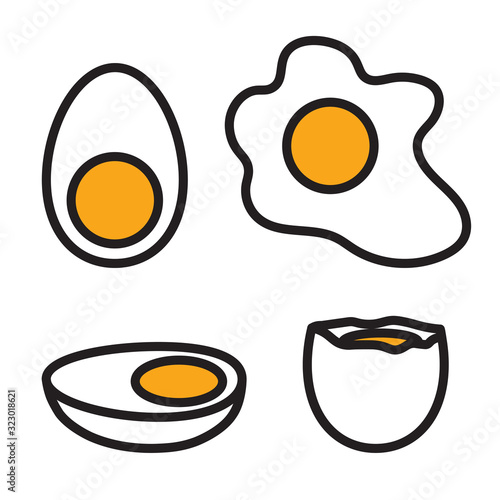 boiled and fried eggs icon - vector illustration