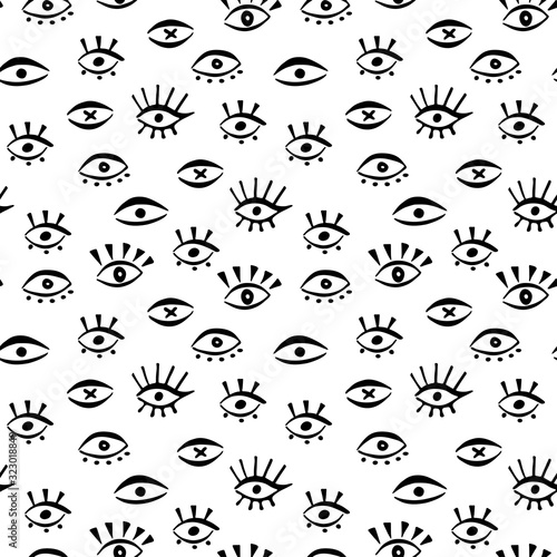 Seamless pattern with hand draw eye