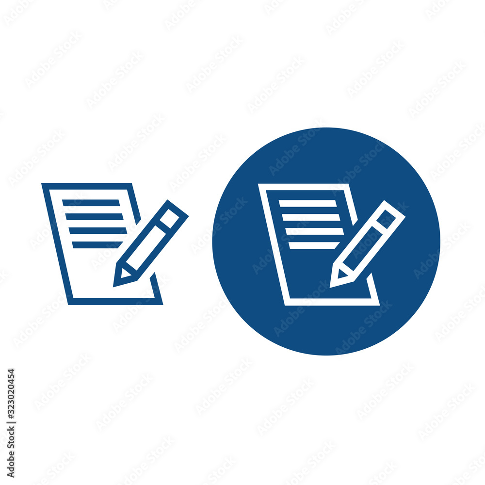 Personal signature document. Option in a circle and without it. Vector blue icons. Personal signature document. Option in a circle and without it. Vector blue icons.