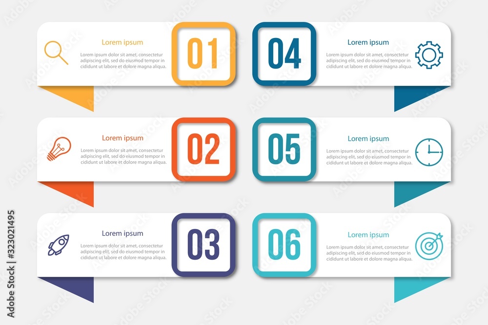 Presentation business infographic template with 6 options. Vector illustration. Presentation business infographic template with 6 options. Vector illustration.