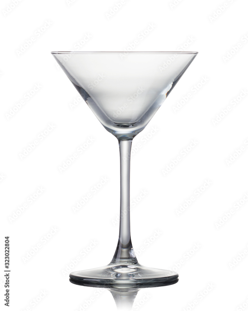 Empty red martini glass isolated on a black background Empty red martini glass isolated on a black background