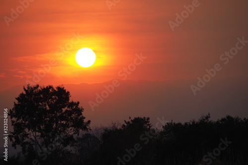 View of sunset and mountain  © Itsawa