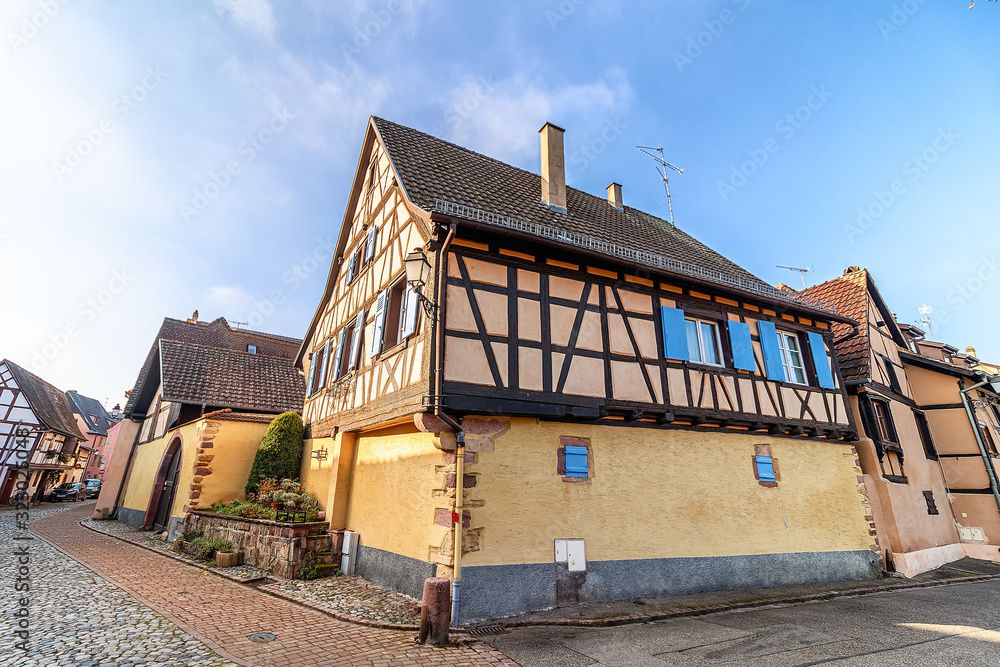 Traditional colorful half-timbered houses in Turckheim, Wine Route, France