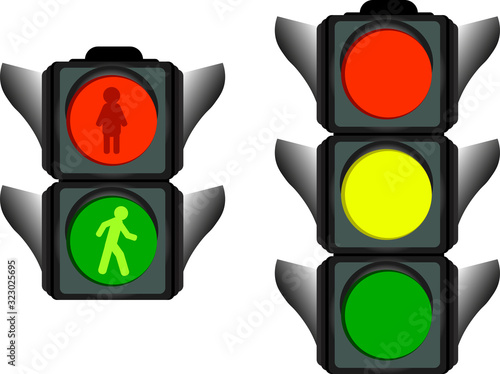 multi-colored traffic light, traffic regulations, pedestrian safety