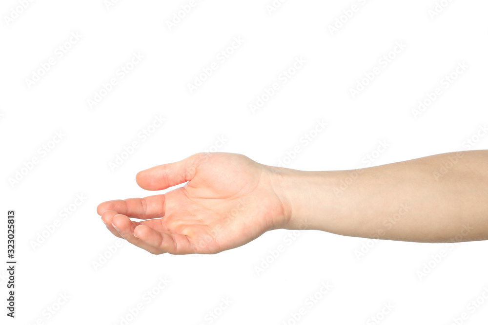 Male hand isolated on white background. Gestures Male hand isolated on white background. Gestures