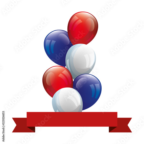 balloons helium with ribbon isolated icon vector illustration design