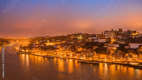 Panorama of old city Porto at sunset. © tbralnina