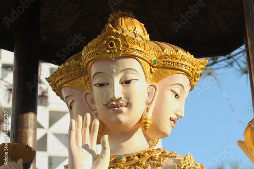 Brahma statue is the Hindu Creator god.