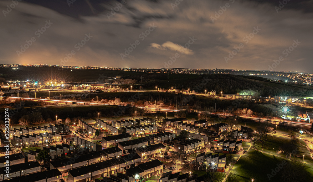 Fototapeta premium Evening sunset of council houses in Cottingley - Leeds
