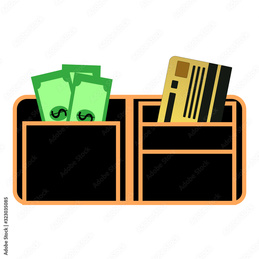 Money wallet and financial savings of the transfer or payment of the transaction. Money in the wallet flat vector design. Open wallet flat with plastic cards financial dollar and cash. Money wallet and financial savings of the transfer or payment of the transaction. Money in the wallet flat vector design. Open wallet flat with plastic cards financial dollar and cash.